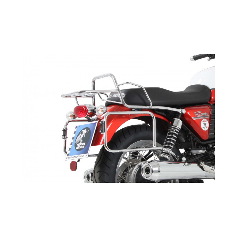 V7 Classic 2008-2011 ✓ Support de top case tubulaire chrome Hepco-Becker