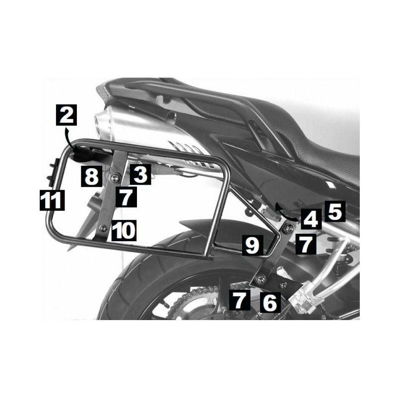 FZ 6 / Fazer 2007-2009 ✓ Supports de valises noir Hepco-Becker Lock-it