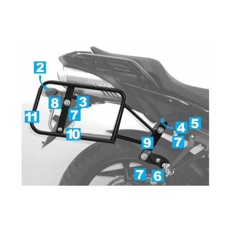 FZ 6 Fazer S2 2007-2010 ✓ Supports de valises argent Hepco-Becker Lock-it