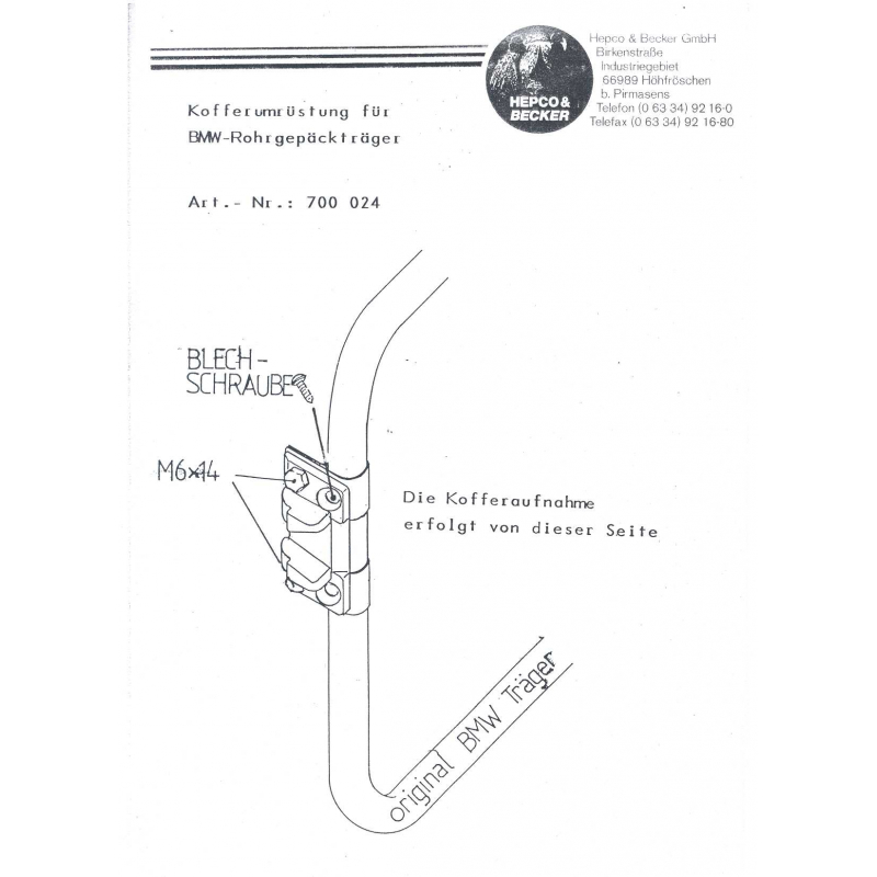 Bagagerie Hepco-Becker / Krauser ✓ Kit de fixation Supports BMW